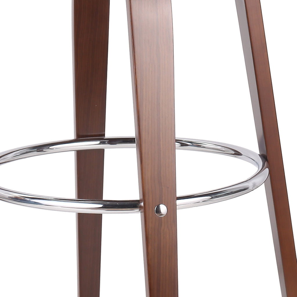 Walnut + Cognac Upholstered Swivel Barstool O93614