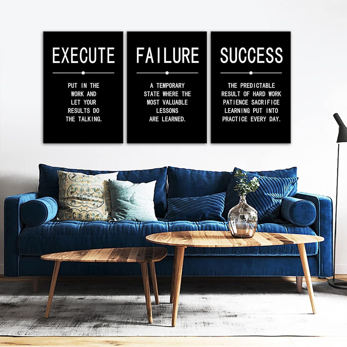 3 Pieces Black Framed Canvas Wall Art V6956
