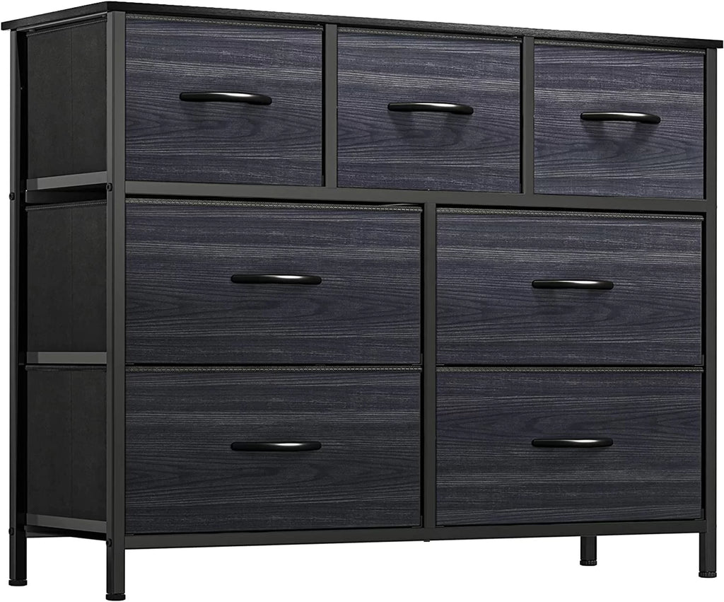 7 Drawer Fabric Dresser with Wooden Top C3072