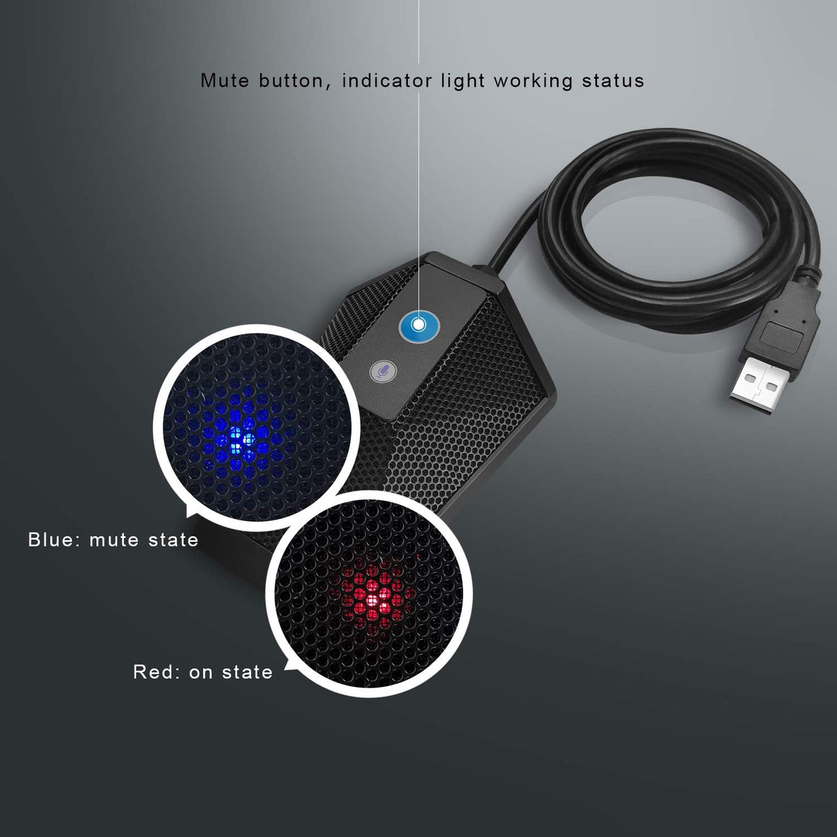USB Computer Microphone Plug and Play Condenser Mic with Mute Button LED Indicator, Pack of 2 X988