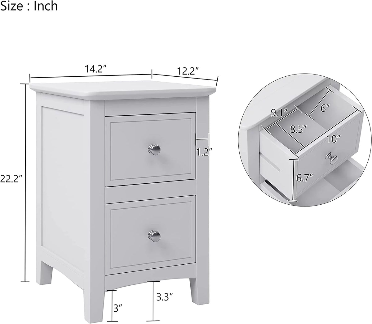 White 3 Piece Wood Bedroom Set with Full Size Bed L2037