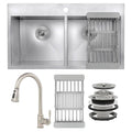 Double Basin Drop-In Kitchen Sink with Faucet J363