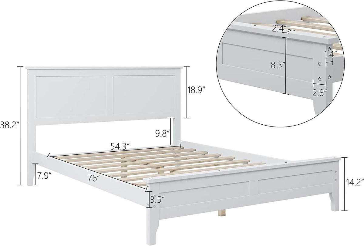 White 3 Piece Wood Bedroom Set with Full Size Bed L2037