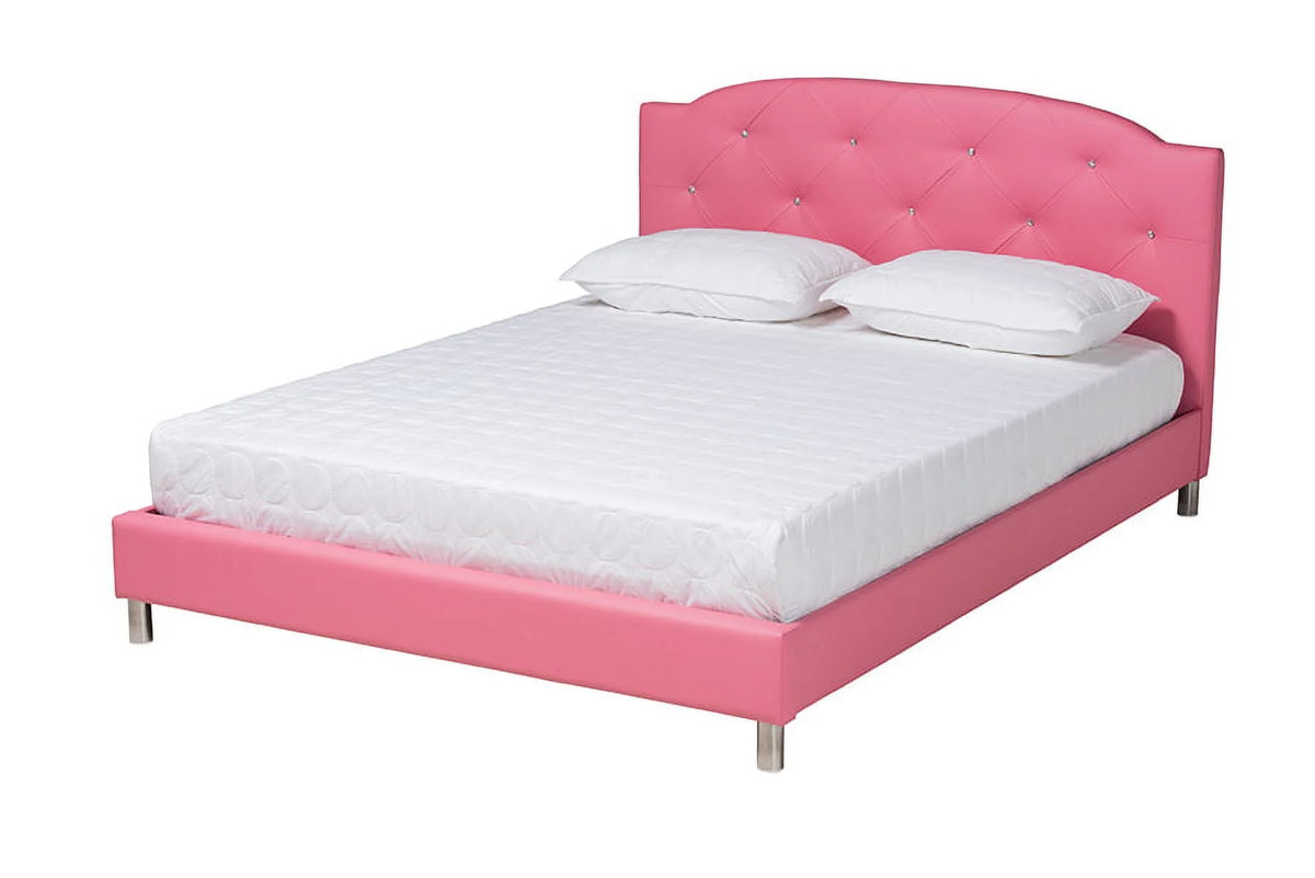 Pink Faux Leather Queen Size 3-Piece Bedroom Set E44865