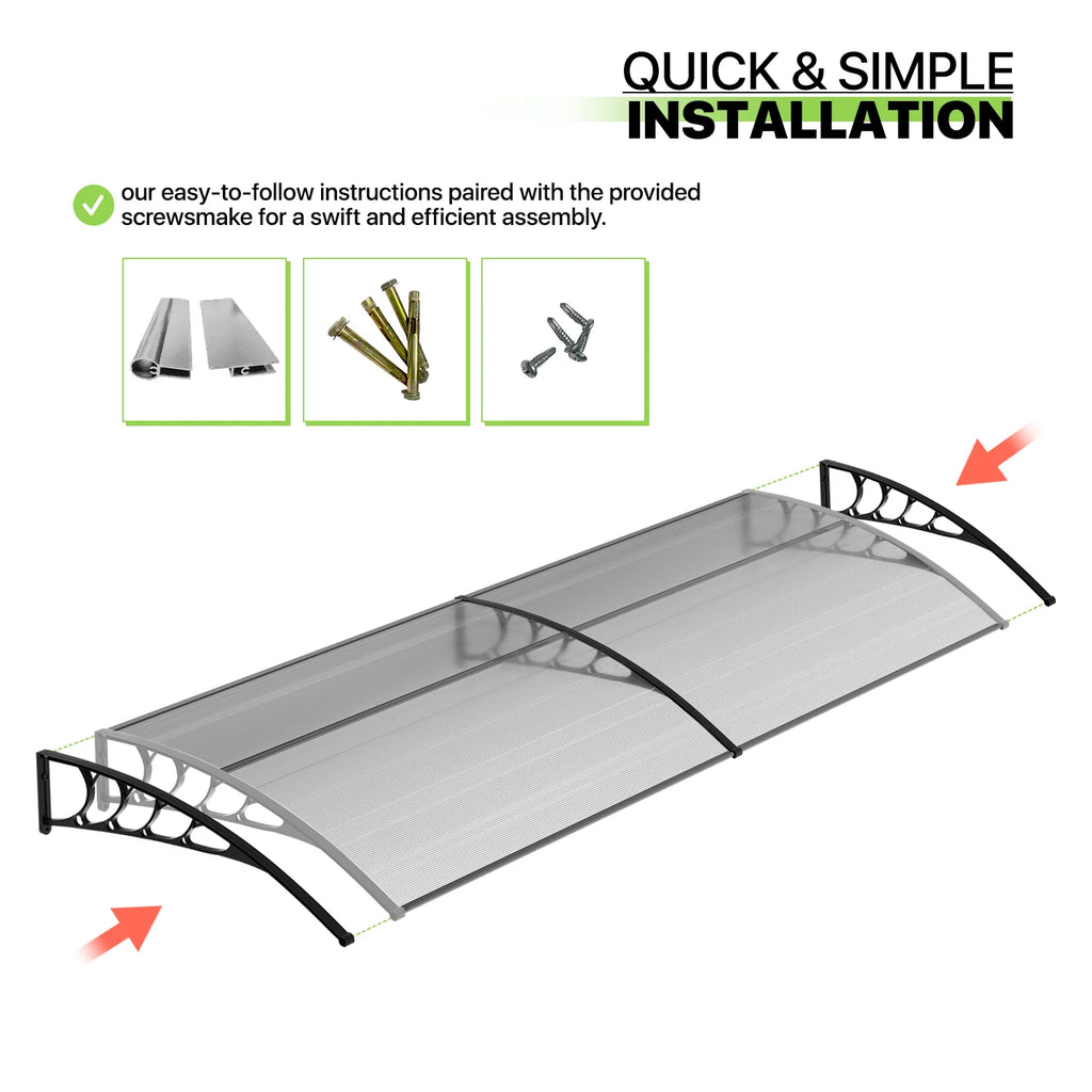 Black Polycarbonate Window Awning & Door Canopy (118x 35) U375885