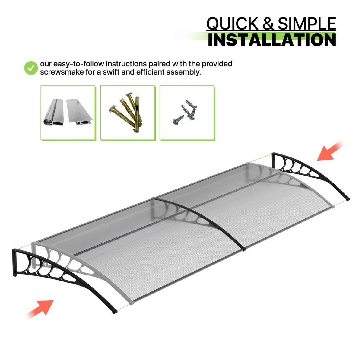 Black Polycarbonate Window Awning & Door Canopy (118x 35) U375885