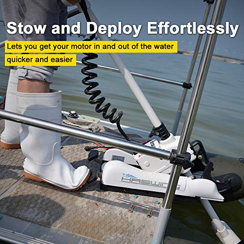 White 12V 55LBS 54 Inch Bow Mount Trolling Motor with Remote Control Y34037