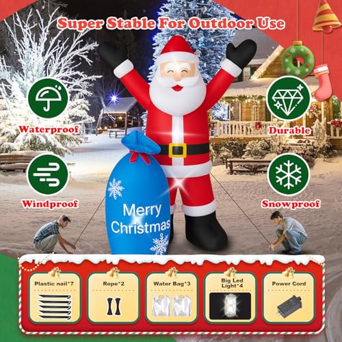 Inflatable Santa Claus Christmas Yard Decor with LEDs L824