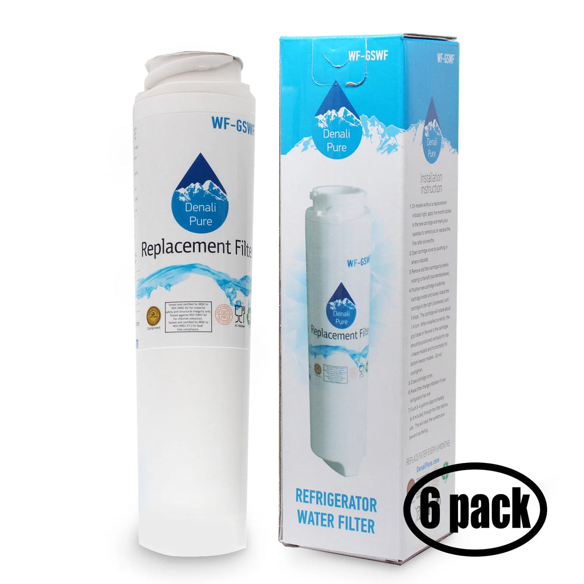 6-Pack Replacement Refrigerator Water Filter P672