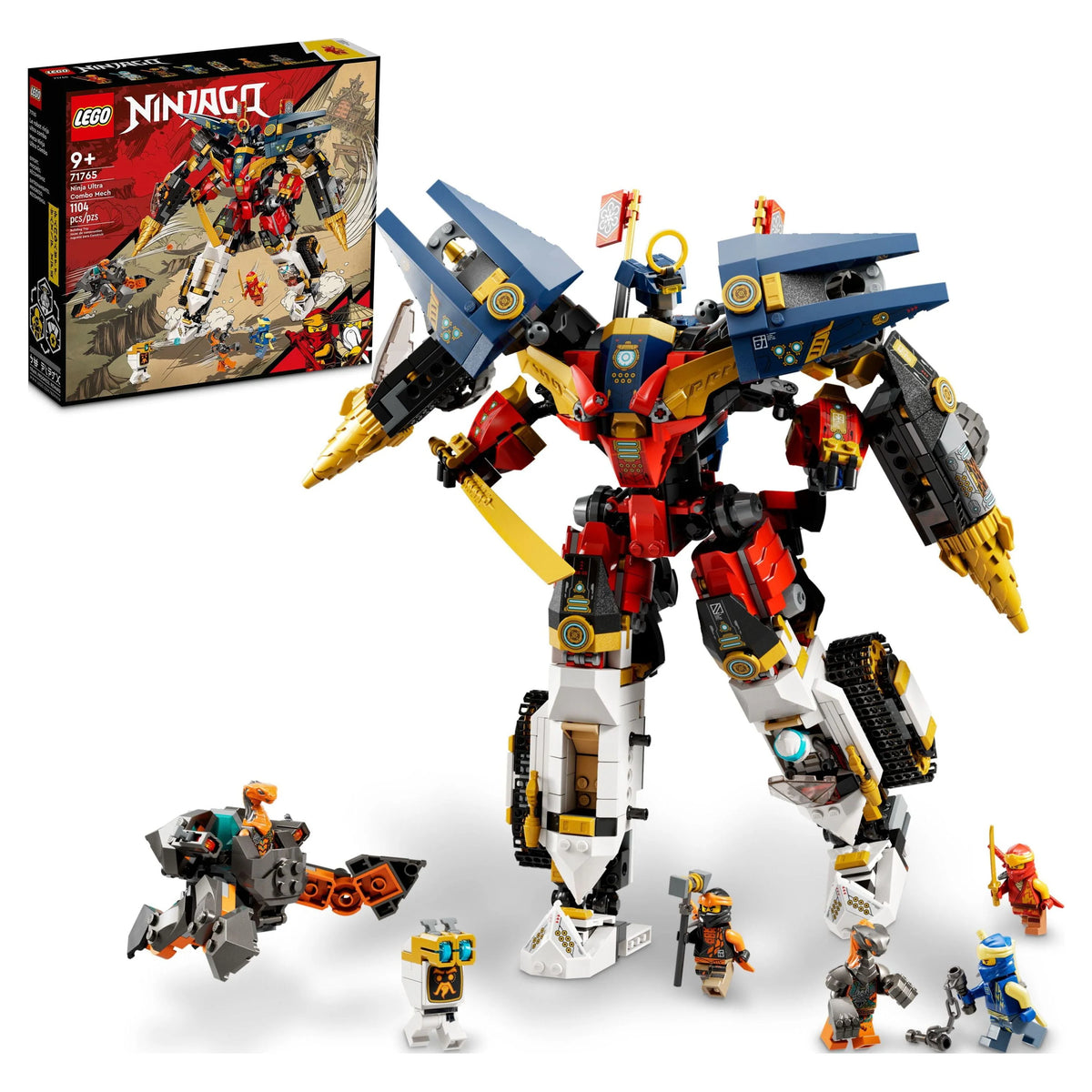 4 in 1 Mech Set with Toy Car, Jet Plane and Tank Toys plus 7 Minifigures Y45936