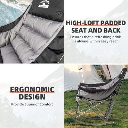 Oversized Padded Camping Chair with Cup Holder, Blue & Gray O81366