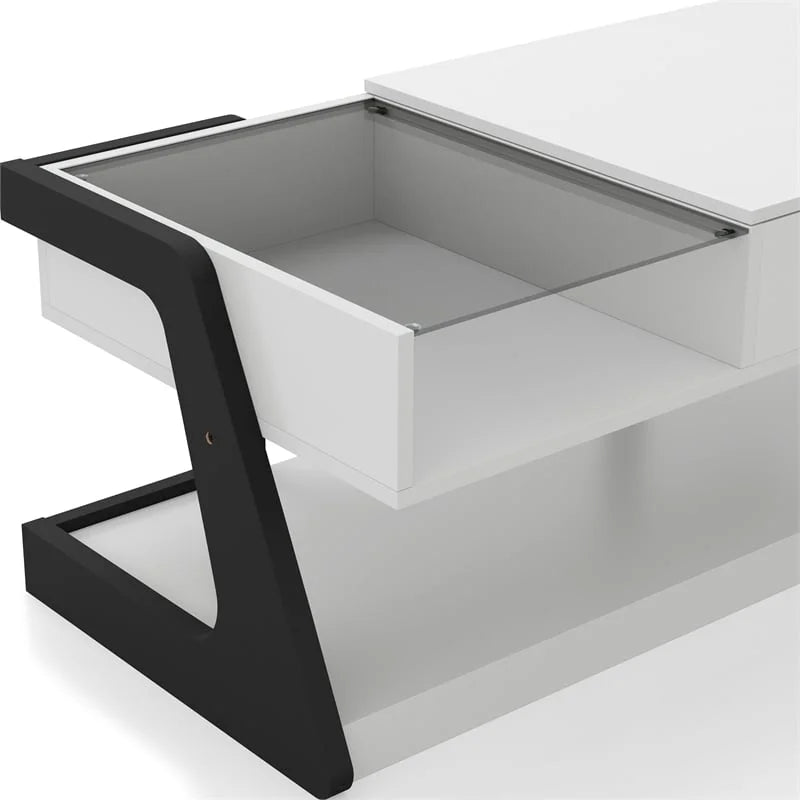 White Wood Lift-Top Storage Coffee Table D5978
