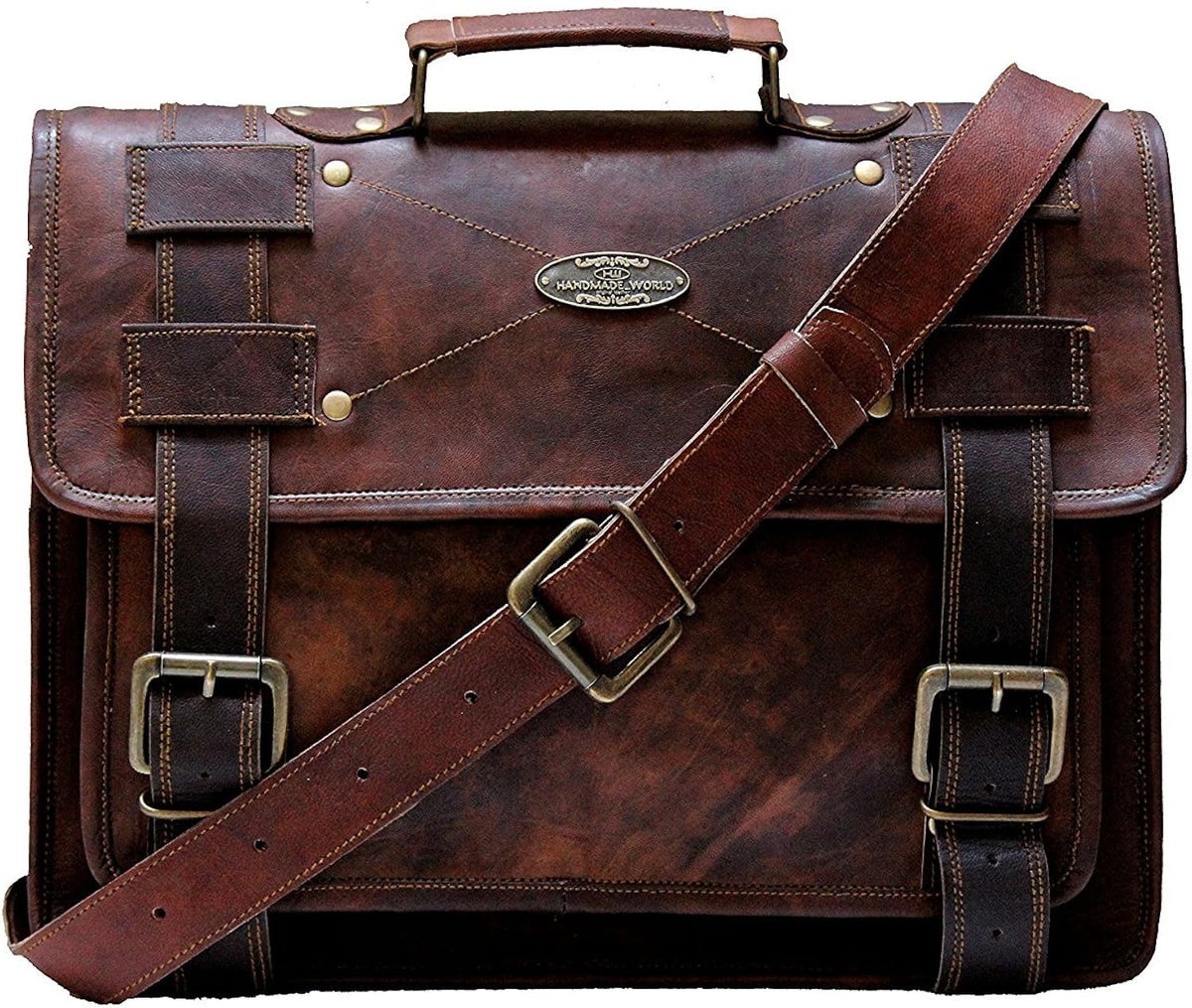Vintage Brown Leather Laptop Messenger Bag (11 X 15) H60090