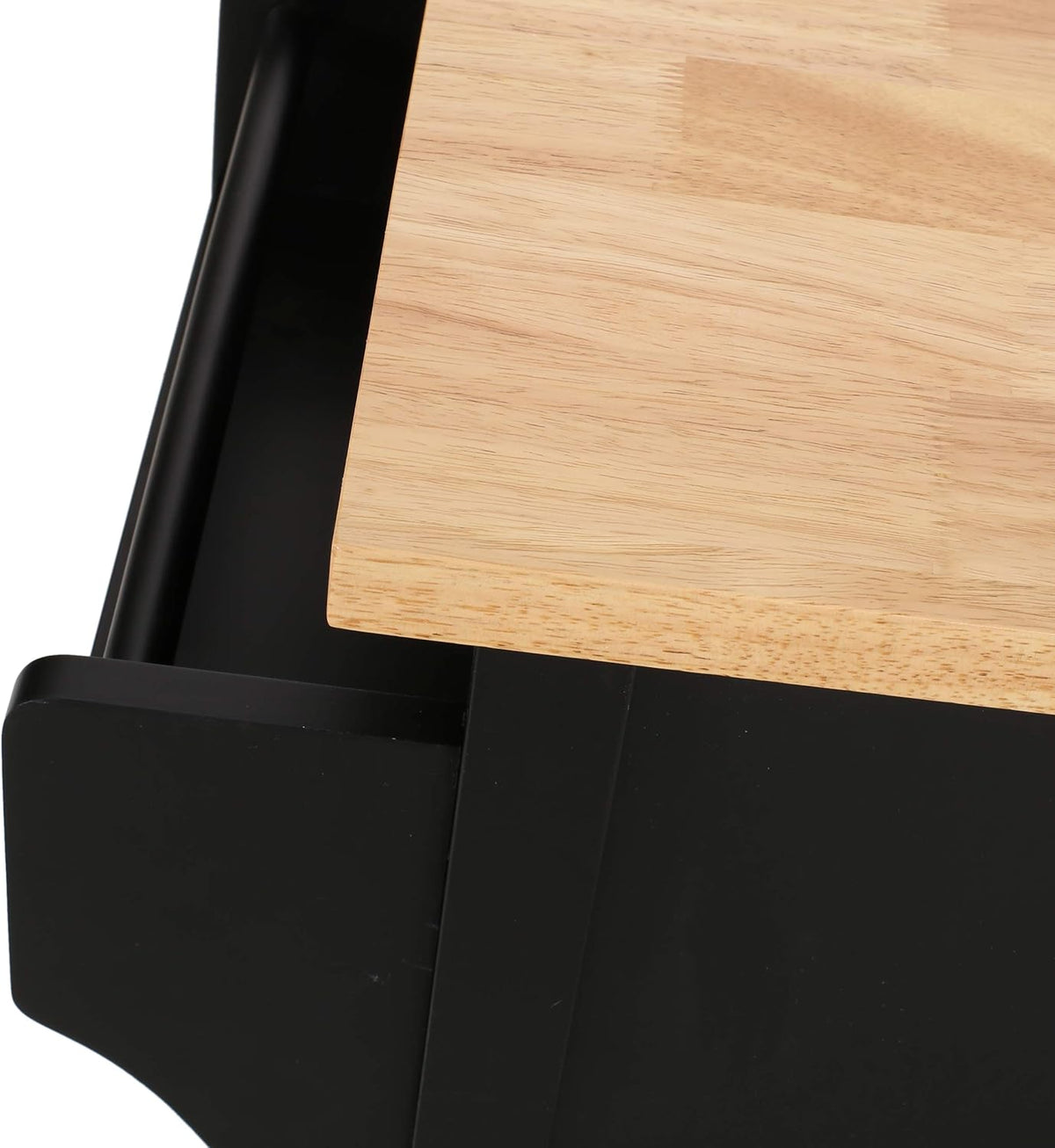 Black Natural Kitchen Cart with Wheels M56316