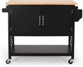 Black Natural Kitchen Cart with Wheels M56316