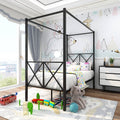 Twin Canopy Bed Frame with X Shaped Frame - Black B374513
