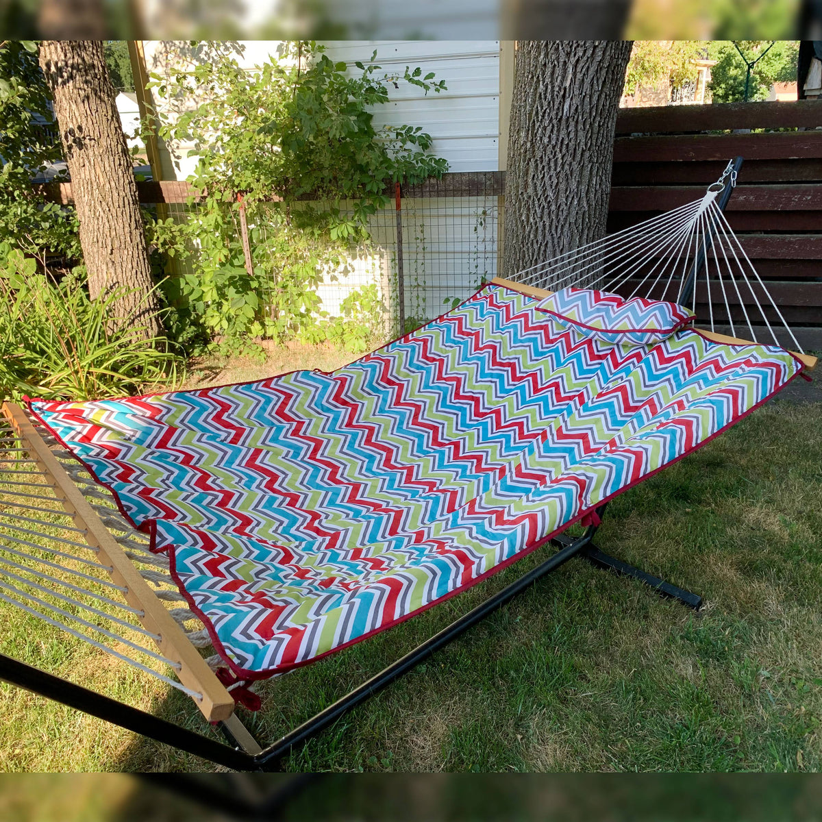 Multi Color Cotton Rope Hammock with Stand X198569