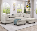 Light Gray Sectional Sofa with Storage Ottoman and Cup Holder P394929