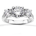 Three Stone Diamond Engagement Ring 14K White Gold R98306