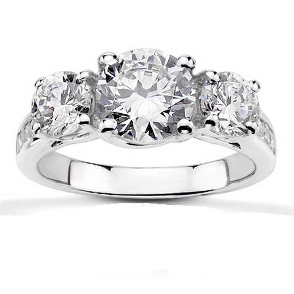 Three Stone Diamond Engagement Ring 14K White Gold R98306