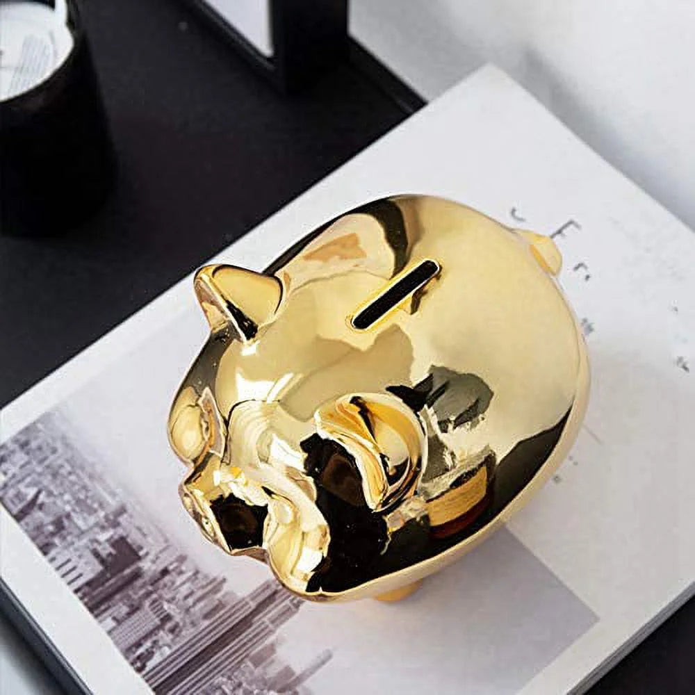 Ceramic Gold Pig Piggy Bank F31821