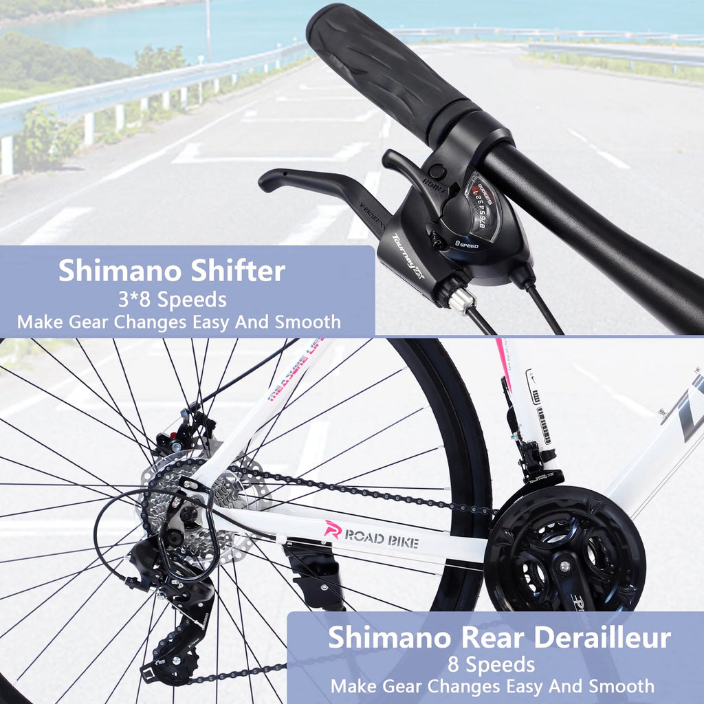 24 Speed 700C Road Bike with Aluminum Frame Disc Brakes, Blue K8670