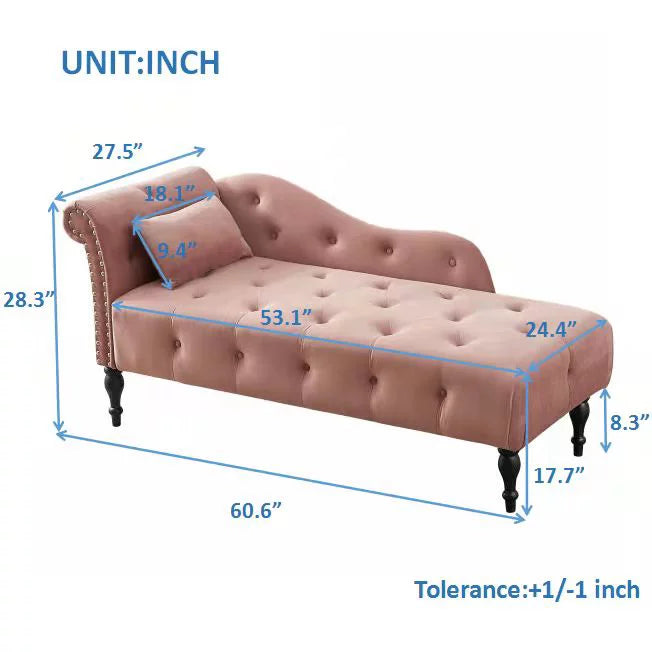Blue Upholstered Chaise with Accent Pillow M49529
