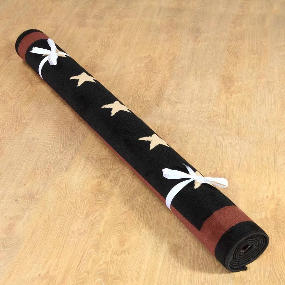 Black 2 ft. x 8 ft. Western Star Area Rug E952