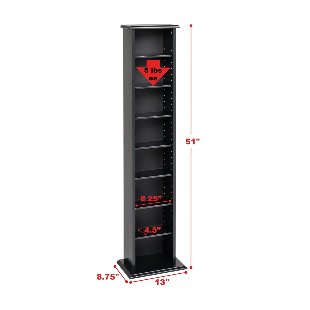51" Black Wall Media Storage Rack V678813