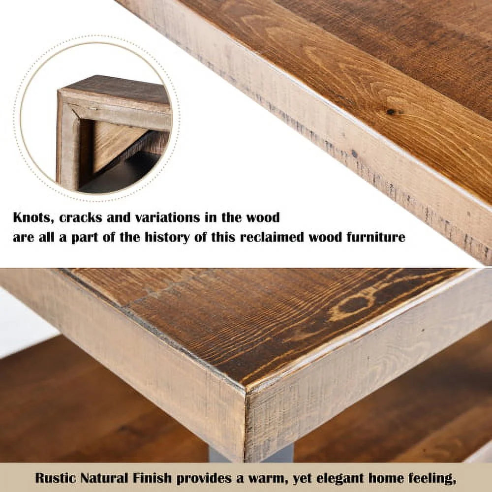 Rustic Natural Coffee Table with Storage Shelf Q129230