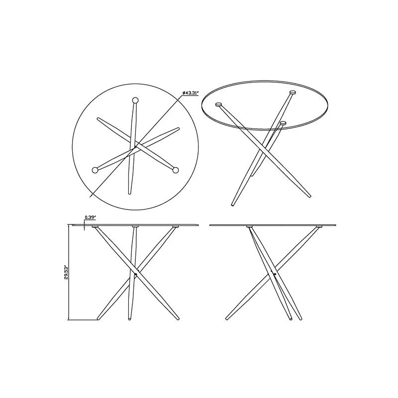 Round Steel and Glass Dining Table W1328