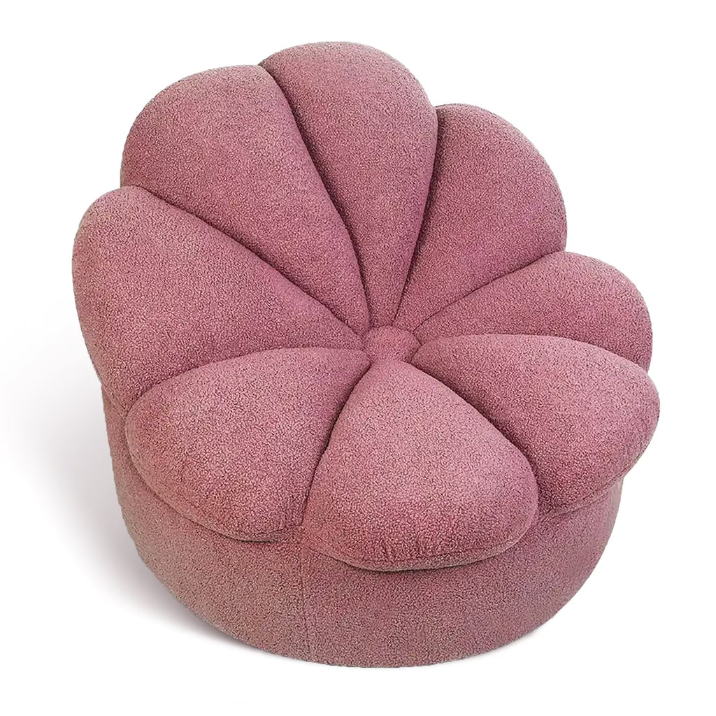 Rosewood Pink Mohair Blooming Flower Lazy Sofa E1006