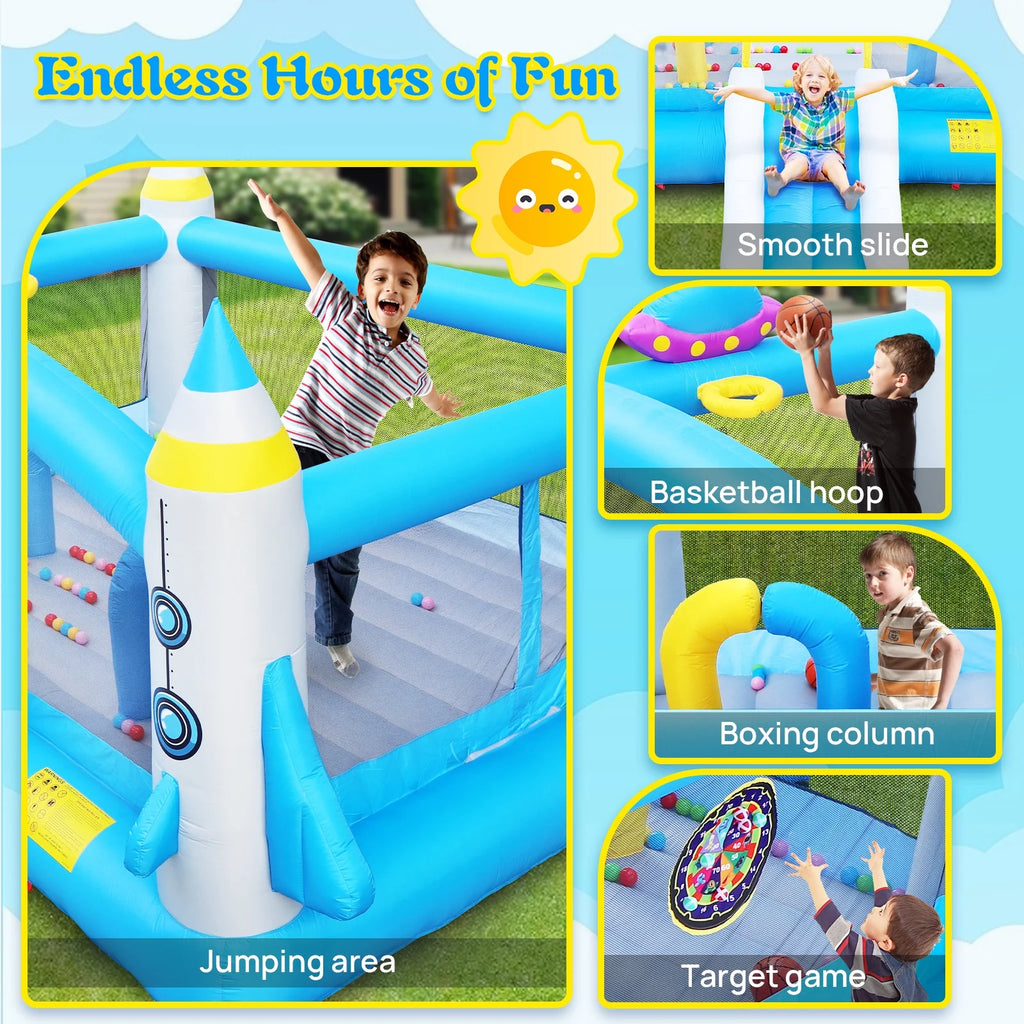 Inflatable Bounce House with Blower, 198" x 180" x 96" Tall E503