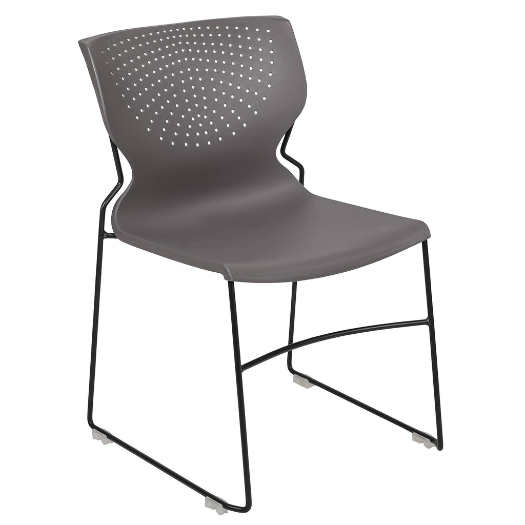 Gray Full Back Stack Chair with Black Powder Coated Frame J529