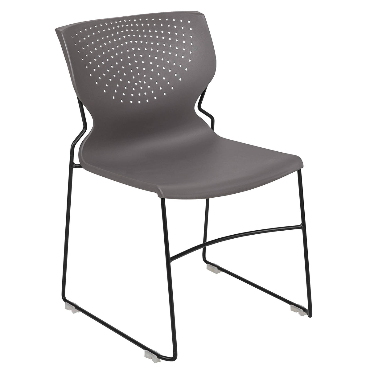 Gray Full Back Stack Chair with Black Powder Coated Frame J529