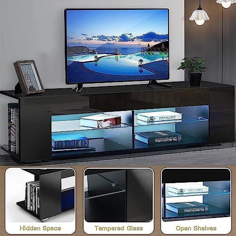 57 Inch LED TV Stand with Glass Shelves C328741