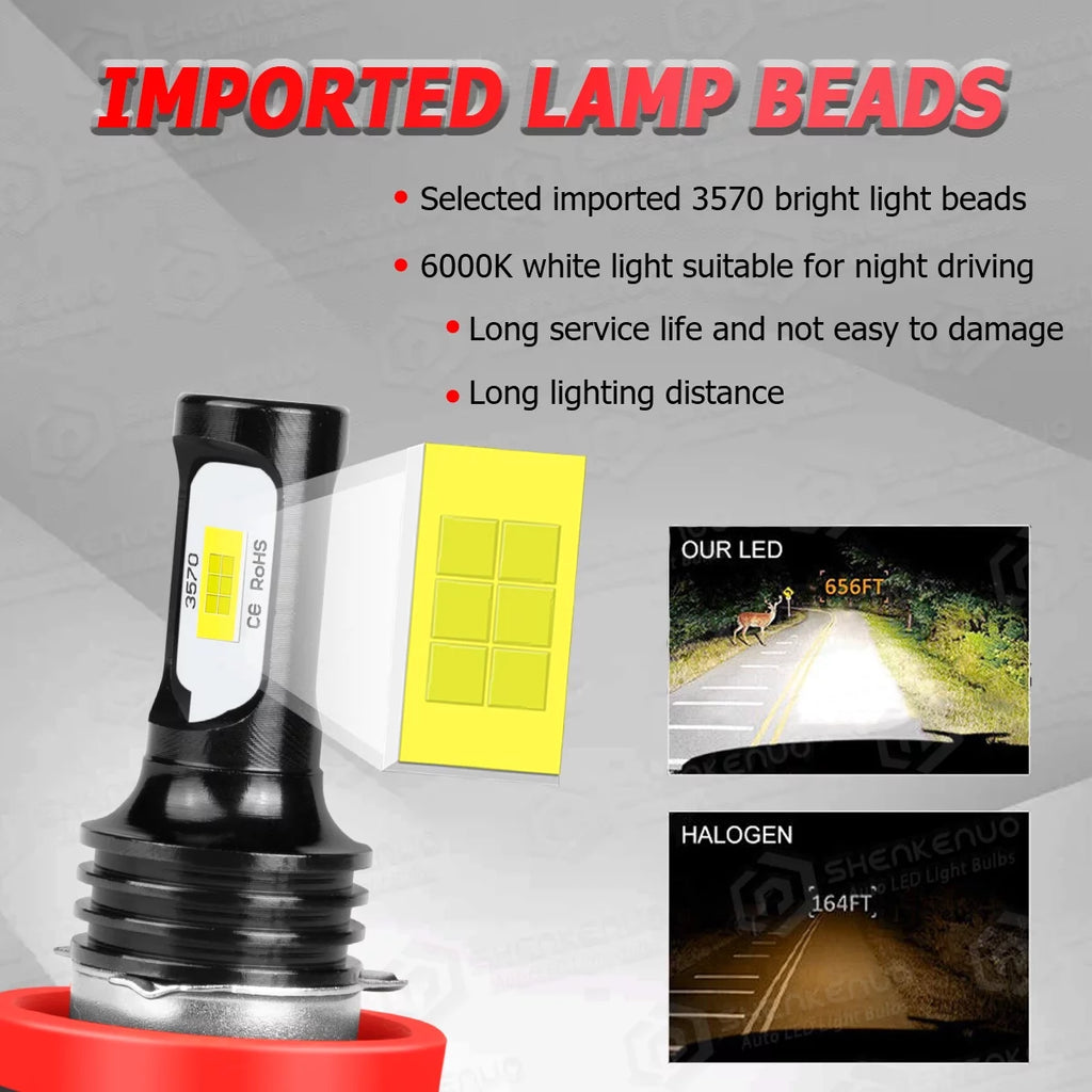 LED Headlight Bulbs 9005 H11 High/Low Beam Fog Light 6000k 6Pcs J876