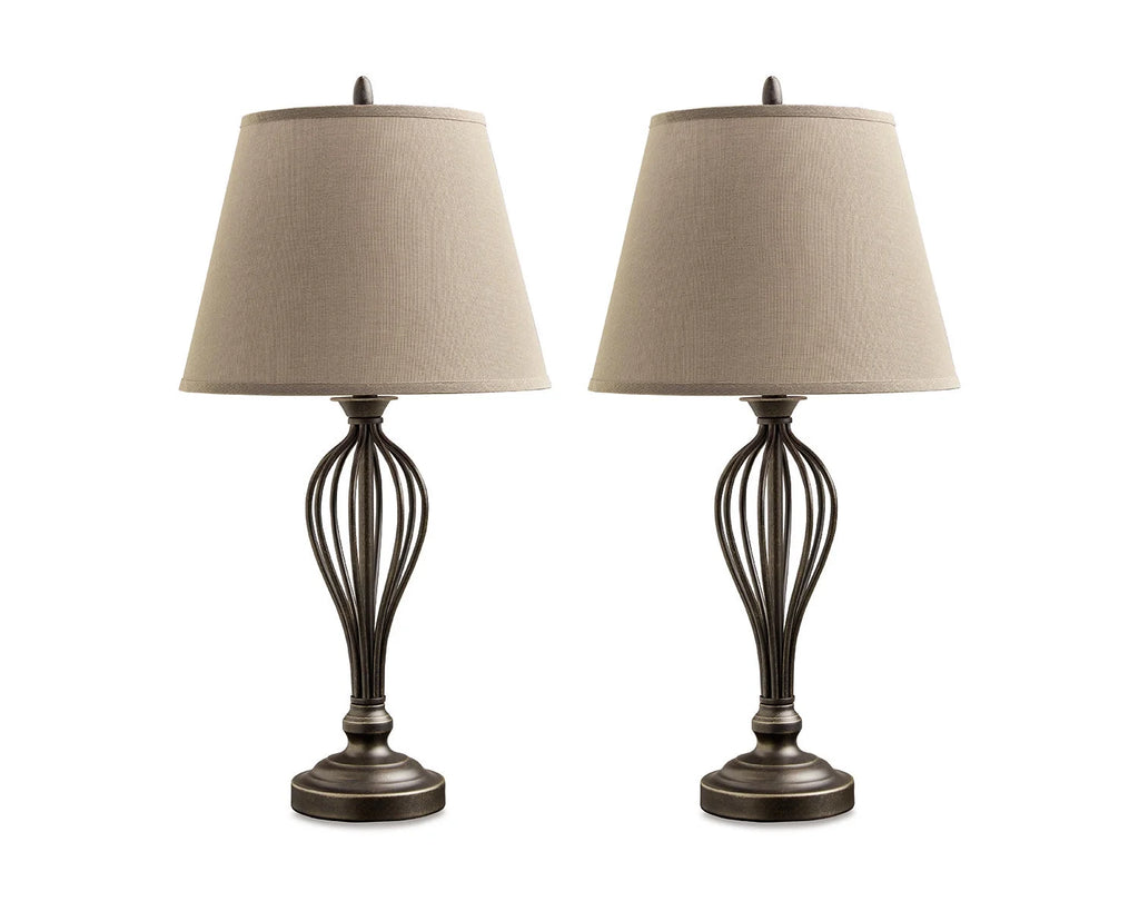 Antique Bronze Metal Table Lamp with USB-C Charging Port, Set of 2 C44313