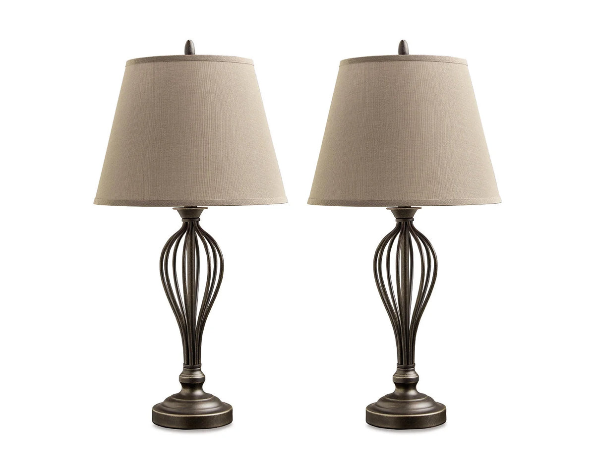 Antique Bronze Metal Table Lamp with USB-C Charging Port, Set of 2 C44313