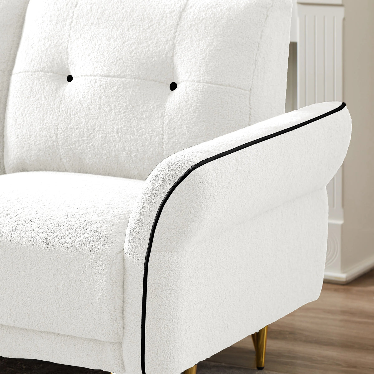 Sherpa Fabric White Loveseat Sofa V934
