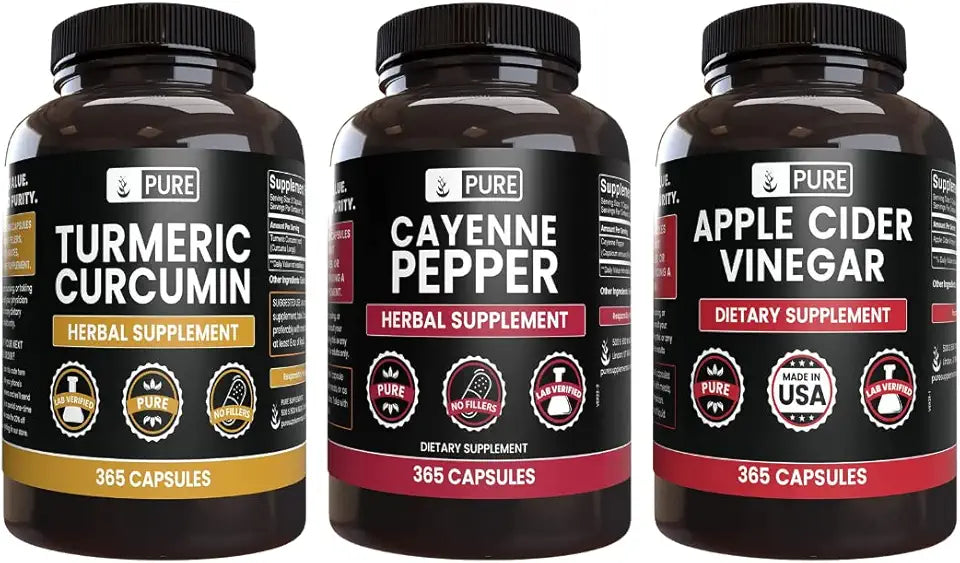 Cayenne Pepper Turmeric Curcumin Apple Cider Vinegar 365 Capsules C425