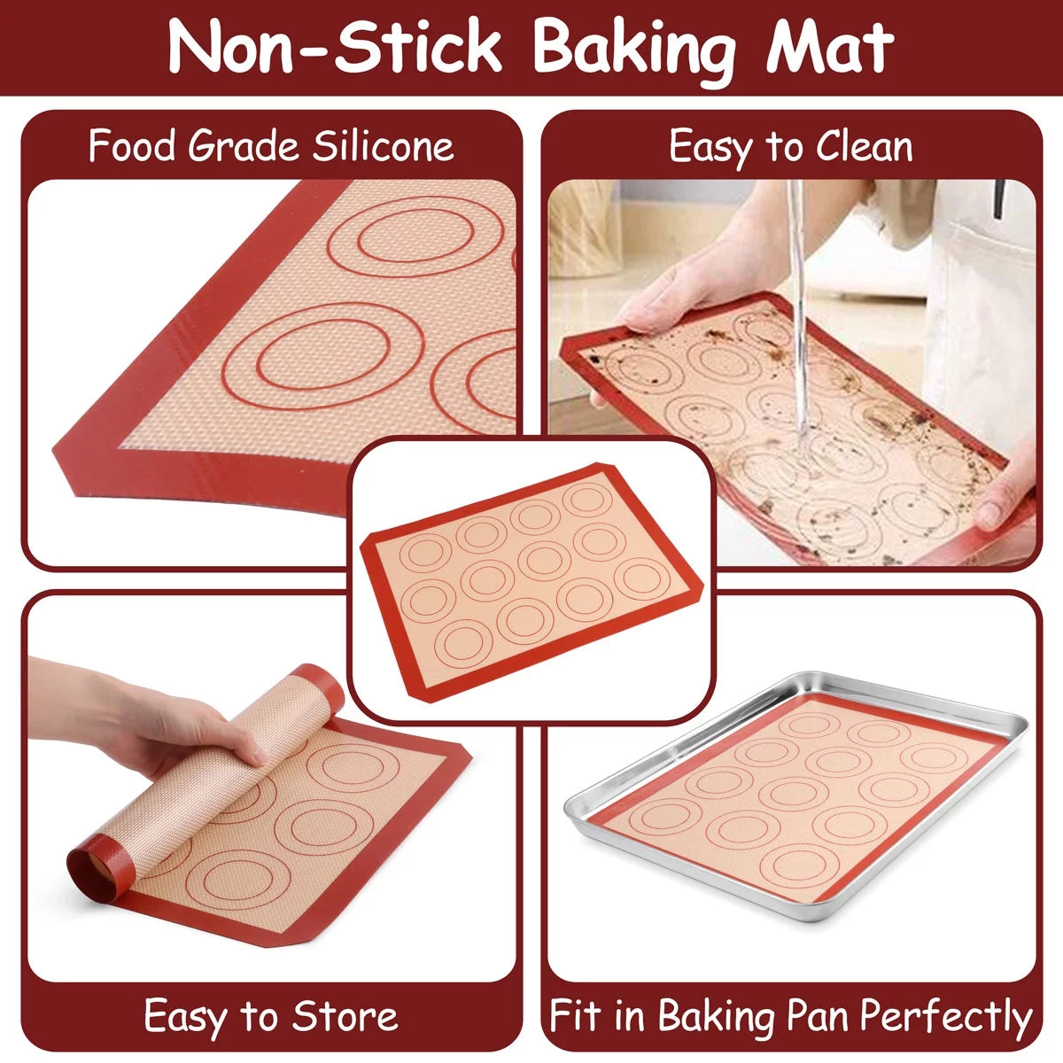 Stainless Steel Baking Sheet Tray Cooling Rack with Silicone Baking Mat Set of 9 Q363636