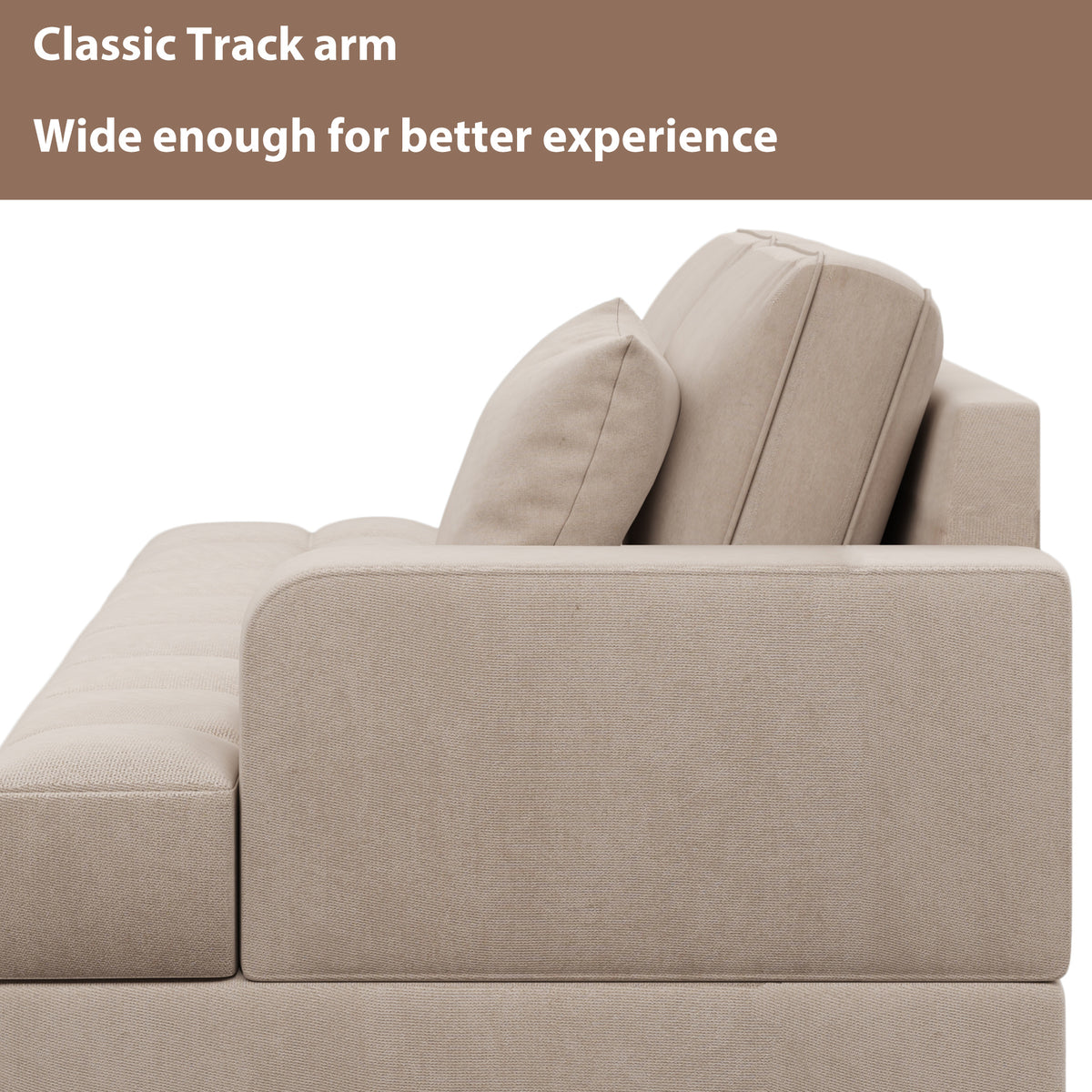 Warm Grey Tufted Fabric Chaise Lounge with Toss Pillow U297089