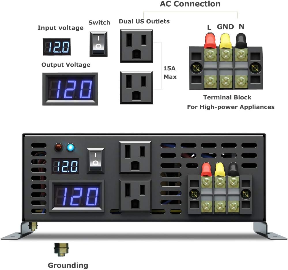 2500 watt 12V Pure Sine Wave Power Inverter U915