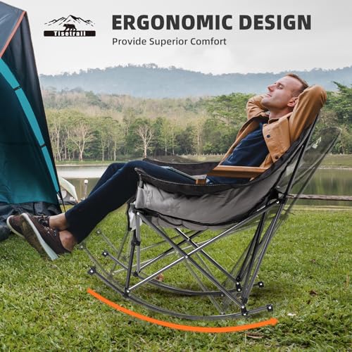 Oversized Padded Camping Chair with Cup Holder, Blue & Gray O81366