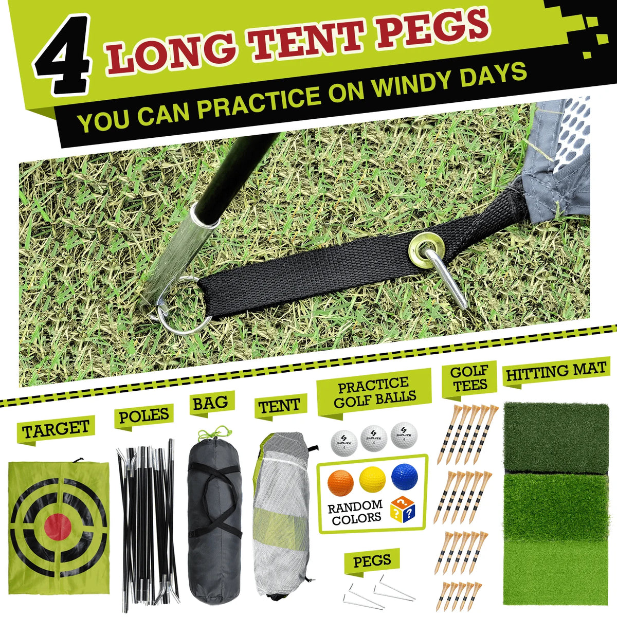 10 x 7 ft Golf Practice Net with Mat, Tees and Balls N11788
