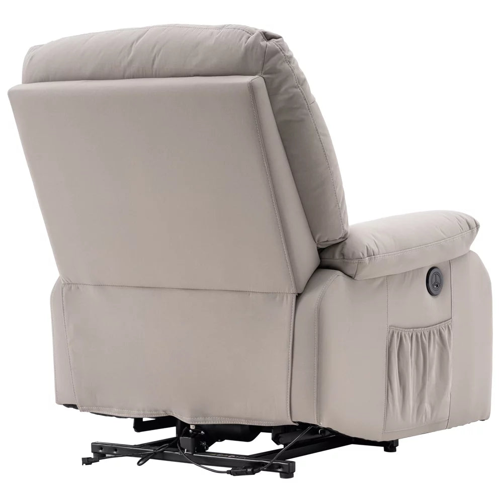Electric Lift Recliner Massage Sofa Chair with Remote Control Silver White M761366