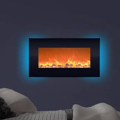 Black Wall Mounted Electric Fireplace M422