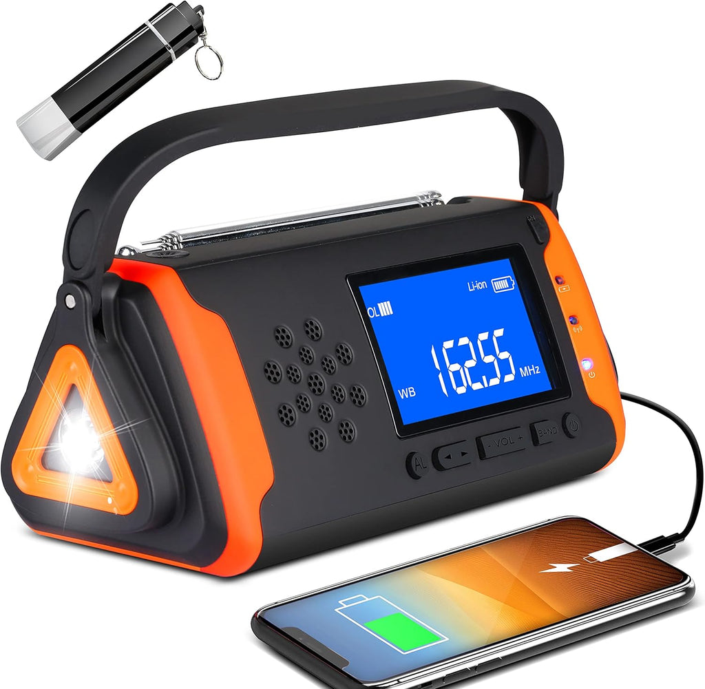 Solar Powered Hand Crank AM/FM/NOAA Weather Alert Radio with LED Flashlight Q842411