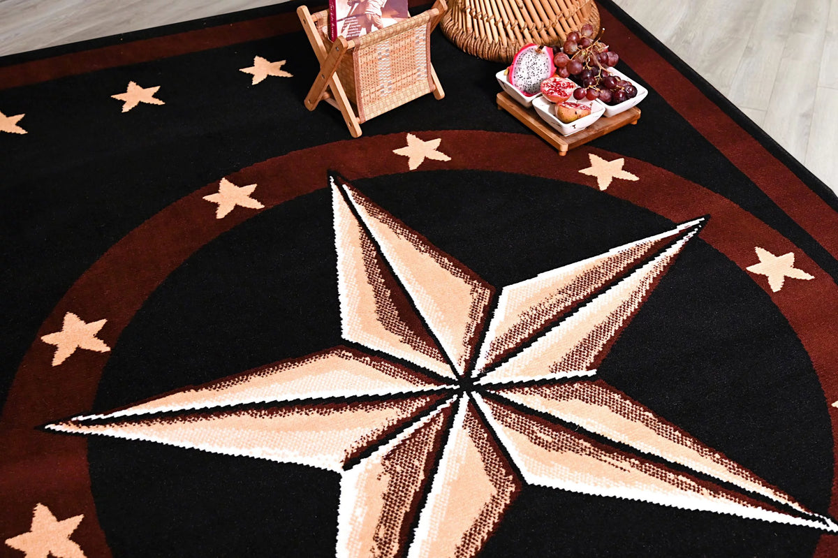 Black 2 ft. x 8 ft. Western Star Area Rug E952